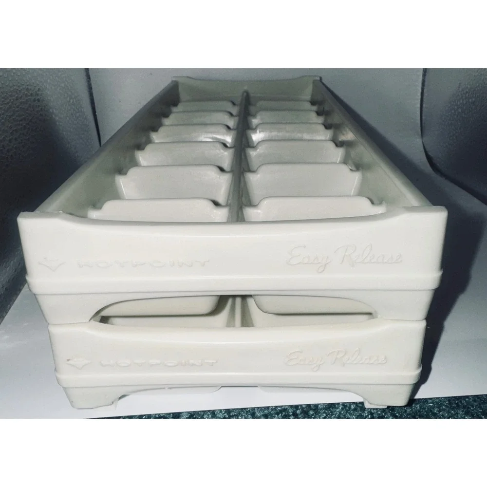 MCM Vintage Hotpoint Easy Release Ice Cube Trays Set of 2 Plastic Stackable